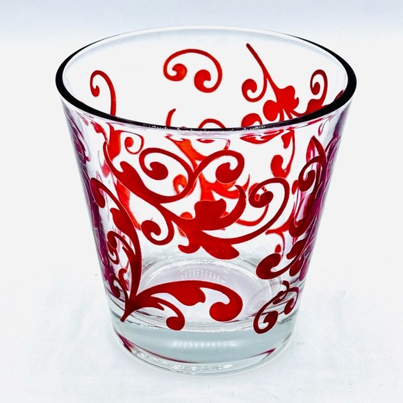 Set of 4 Vintage Cerve Italy‎ Drink Lowball Glasses Red Swirl Pattern MCM 3.25” - Picture 4 of 10